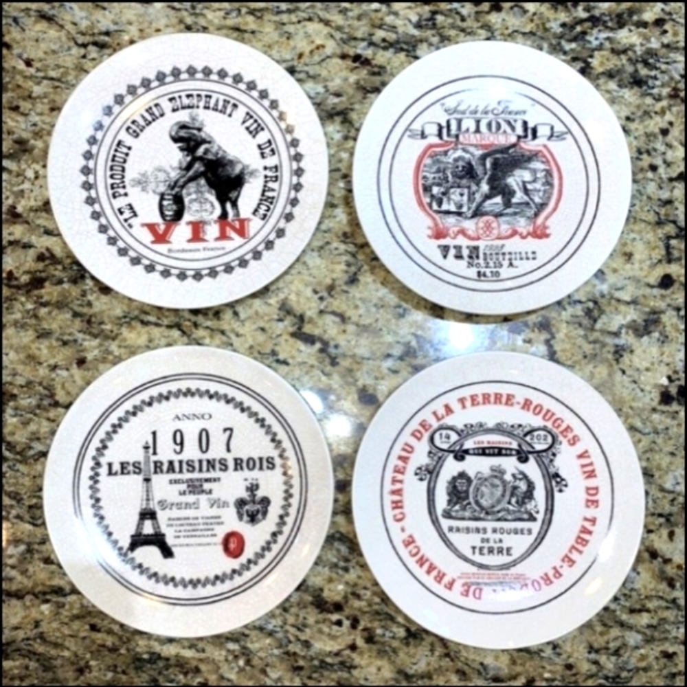 Set Of 4 Pottery Barn Paris France Cocktail Salad/Dessert Plates 8” RARE in Box